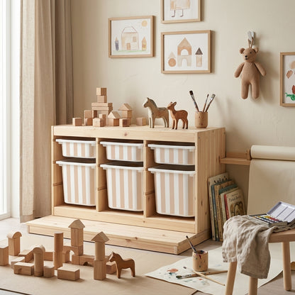 Beež & valge triip – kleebis IKEA TROFAST kastile