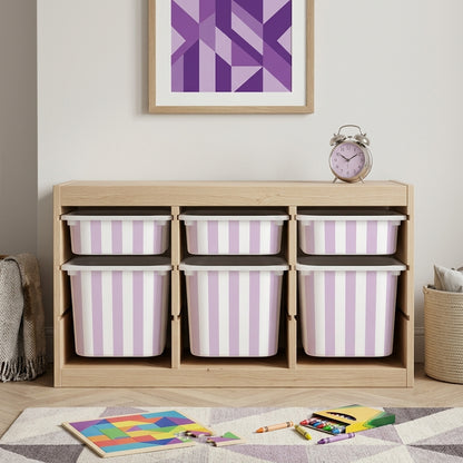 Lilla & valge triip – kleebis IKEA TROFAST kastile