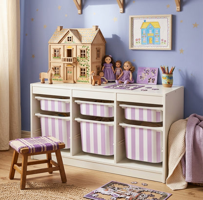Lilla & valge triip – kleebis IKEA TROFAST kastile